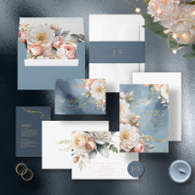 Floral Drama Wedding Dusty Blue Suite