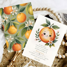 little cutie orange sunshine invitation