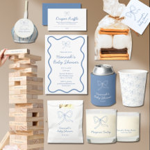 Blue Ribbon Baby Shower Coquette Aesthetic Bow