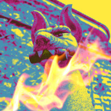 Shrine's fox with fire