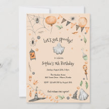 Let's get spooky watercolor halloween birthday
