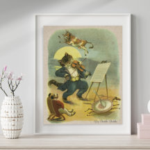 Vintage Hey Diddle Diddle Nursery Rhyme Print