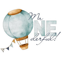 Watercolor Blue Hot Air Balloon Mr ONEderful Boy
