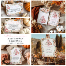 Little Pumpkin Pink Stack Fall Floral Baby Shower 