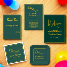 Elegant Chic Green And Gold Birthday Collection