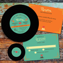 Modern Retro Vinyl Record Wedding (Teal / Orange)