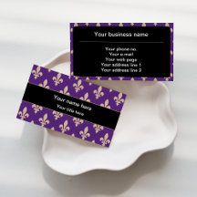 Cream Fleur de Lis Purple Business Cards Collectio