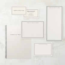 Black and Ivory Monogram Personal Stationery