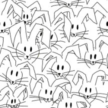 Bunches of Bunnies on white - seamless pattern.