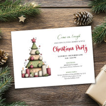 Whimsical Quirky Christmas Tree Party Invites #27T