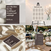 Bold Modern Wedding Typography Suite - Brown Cream