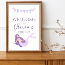 Purple sea mermaid girls birthday party 