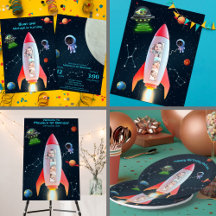 Huge One Photo Collage   Rocket Space 1st Birthday