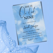 On Cloud Nine 9 Calligraphy Blue Bridal Shower