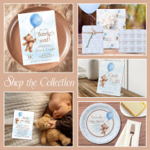 We Can Bearly Wait Teddy Bear Baby Shower - Blue