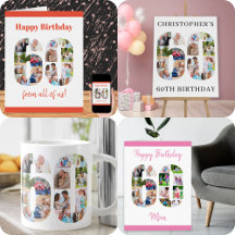 60th Birthday Photo Collage Numbers