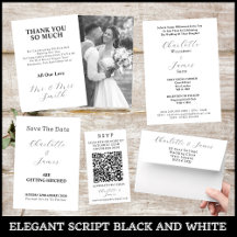 Elegant Wedding Script Black & White Photo Suite