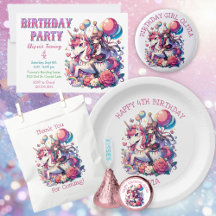 Anime Girl on Unicorn with Balloons Birthday Party