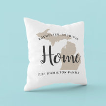 Square Michigan Home Typography Pillows