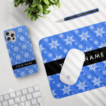 White Snowflakwes, Blue Background, Black