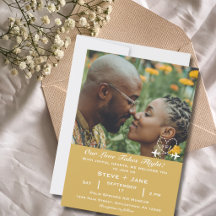 Travel Wedding Airplane Heart & Photo Modern Gold