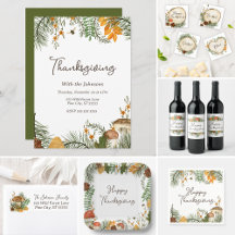 Rustic Winter Forest Mushrooms and Pine