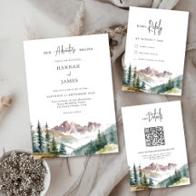 Mountain Watercolor Rustic Wedding