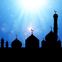 Mosque Silhouette with Sunrays