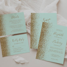 Gold Glitter Mint Green Wedding Suite
