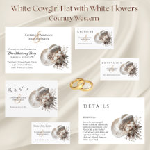 White Cowgirl Hat with White Flowers- White 
