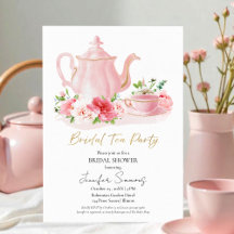 Gilded Pink Blush Floral Bridal Shower Tea Party