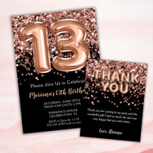 Rose Gold Black 13th Birthday Party