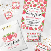 Berry First Strawberry 1st Birthday Party Set