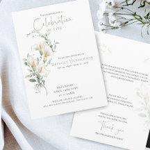 Watercolor White Calla Lily & Eucaluptus Memorial