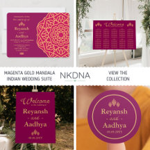 Magenta Gold Mandala Indian Wedding Invite Suite