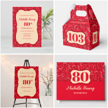 Elegant Floral Adult Birthday (RED)