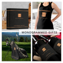 Monogram personalized black gold gifts