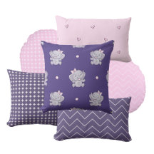Purple & Pink Baby Girl Elephant Nursery Collectio
