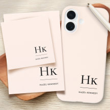 Monogram Simple Elegant Blush Monogrammed Initials