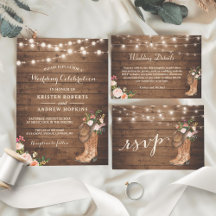 Rustic Western Boots Floral Invitation Suite