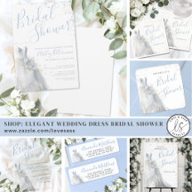 Elegant Classic Blue Wedding Dress Bridal Shower
