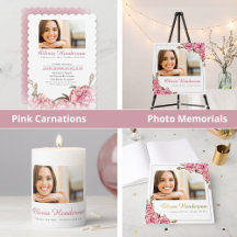 Pink Carnations and Photo Funeral and Memorials