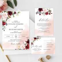 9 Boho Blush Burgundy Floral Set 