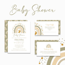 Boho Neutral Rainbow Baby Shower Collection
