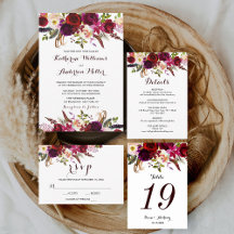Rustic Boho Floral Burgundy Marsala Collection    