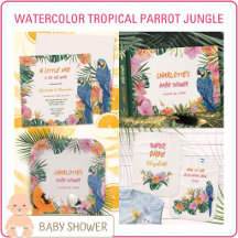 Watercolor Tropical Parrot Jungle Baby Shower
