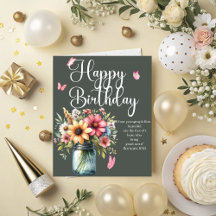 Pinky Floral Christian Birthday Wishes 