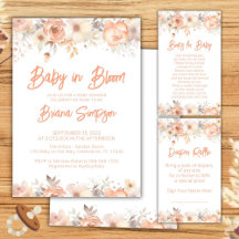 Peach Floral Baby in Bloom Baby Shower Supplies