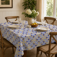 Grand Mosaic Blue and Gold Floral Mediterranean