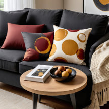 gold ochre, marsala, and charcoal PILLOWS